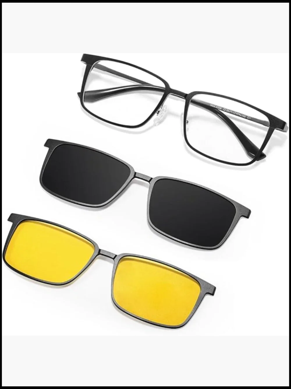 Magnetic Clip On Polarized Sunglasses for Men Retro Square Night Driving